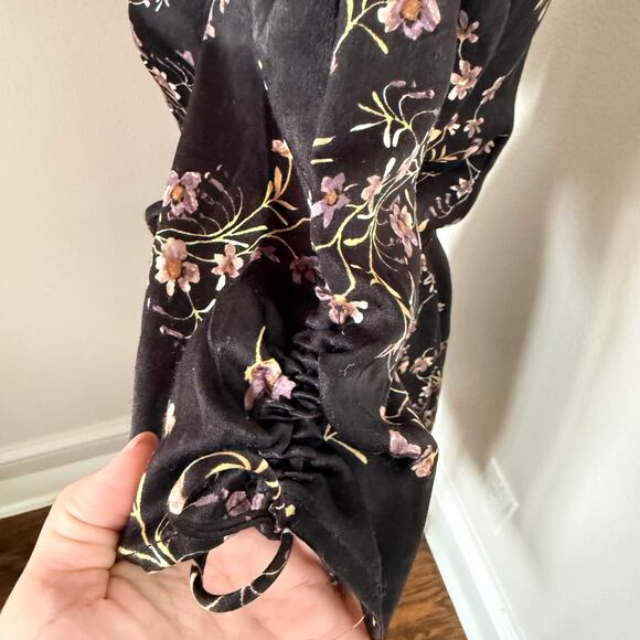 Lovestitch Botanica Black Floral Wrap Mini Dress Whimsygoth Grunge Boho Witchy M - Picture 3 of 7